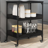 Carrello da Cucina Nero 60x41x80,5 cm in Legno truciolato
