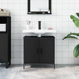 Mobile Lavabo Bagno Nero 60x30x60 cm in Legno truciolato