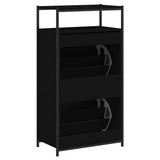 Scarpiera Nera 60x34x112 cm in Legno truciolato