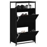 Scarpiera Nera 60x34x112 cm in Legno truciolato