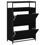 Scarpiera Nera 75x34x112 cm in Legno truciolato