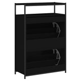 Scarpiera Nera 75x34x112 cm in Legno truciolato