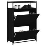 Scarpiera Nera 75x34x112 cm in Legno truciolato