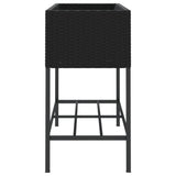 Fioriera da Giardino con Ripiano Nera in Polyrattan