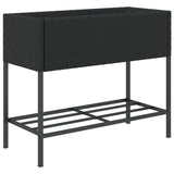 Fioriera da Giardino con Ripiano Nera in Polyrattan