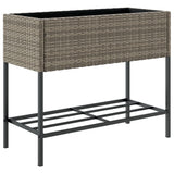 Fioriera da Giardino con Ripiano Grigia in Polyrattan