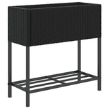 Fioriera da Giardino con Ripiano Nera in Polyrattan