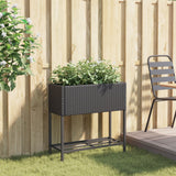 Fioriera da Giardino con Ripiano Nera in Polyrattan