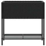 Fioriera da Giardino con Ripiano Nera in Polyrattan