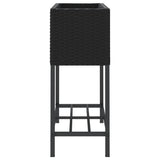 Fioriera da Giardino con Ripiano Nera in Polyrattan
