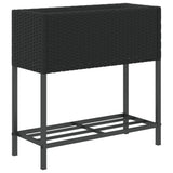 Fioriera da Giardino con Ripiano Nera in Polyrattan