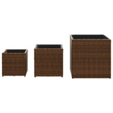 Fioriere da Giardino 3 pz Marroni in Polyrattan