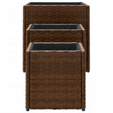 Fioriere da Giardino 3 pz Marroni in Polyrattan