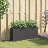 Fioriera da Giardino con 2 Vasi Nera 90x20x40 cm in Polyrattan