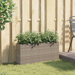 Fioriera da Giardino con 2 Vasi Grigia 90x20x40cm in Polyrattan