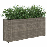 Fioriera da Giardino con 2 Vasi Grigia 90x20x40cm in Polyrattan