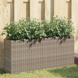 Fioriera da Giardino con 2 Vasi Grigia 90x20x40cm in Polyrattan