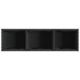 Fioriera da Giardino con 3 Vasi Nera 105x30x32 cm in Polyrattan