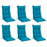 Cuscini Sedia con Schienale Alto 6 pz Blu Chiaro Tessuto Oxford