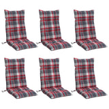 Cuscini Sedia Schienale Alto 6 pz Quadri Rosso Tessuto Oxford