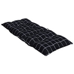 Cuscini Sedia Schienale Alto 2 pz Quadri Nero Tessuto Oxford
