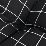 Cuscini Sedia Schienale Alto 2 pz Quadri Nero Tessuto Oxford