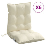 Cuscini per Sedia Schienale Basso 6 pz Crema in Tessuto Oxford