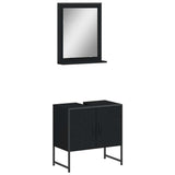 Set Mobili da Bagno 2 pz Nero in Legno truciolato