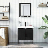 Set Mobili da Bagno 2 pz Nero in Legno truciolato