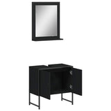 Set Mobili da Bagno 2 pz Nero in Legno truciolato