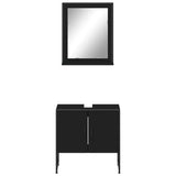 Set Mobili da Bagno 2 pz Nero in Legno truciolato