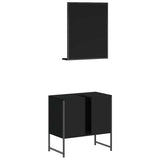 Set Mobili da Bagno 2 pz Nero in Legno truciolato
