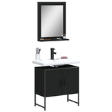 Set Mobili da Bagno 2 pz Nero in Legno truciolato