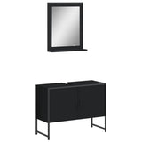 Set Mobili da Bagno 2 pz Nero in Legno truciolato