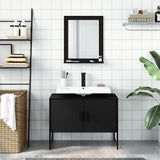 Set Mobili da Bagno 2 pz Nero in Legno truciolato
