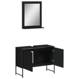 Set Mobili da Bagno 2 pz Nero in Legno truciolato