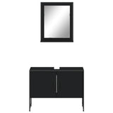 Set Mobili da Bagno 2 pz Nero in Legno truciolato