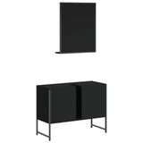 Set Mobili da Bagno 2 pz Nero in Legno truciolato