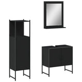 Set di Mobili da Bagno 3 pz Nero in Legno truciolato