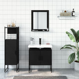 Set di Mobili da Bagno 3 pz Nero in Legno truciolato