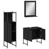 Set di Mobili da Bagno 3 pz Nero in Legno truciolato