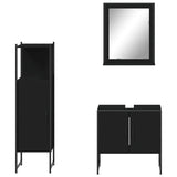 Set di Mobili da Bagno 3 pz Nero in Legno truciolato