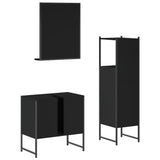 Set di Mobili da Bagno 3 pz Nero in Legno truciolato