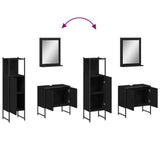 Set di Mobili da Bagno 3 pz Nero in Legno truciolato