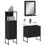 Set di Mobili da Bagno 3 pz Nero in Legno truciolato