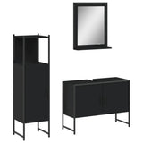 Set di Mobili da Bagno 3 pz Nero in Legno truciolato