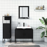 Set di Mobili da Bagno 3 pz Nero in Legno truciolato