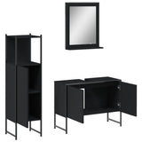 Set di Mobili da Bagno 3 pz Nero in Legno truciolato