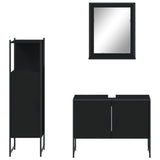 Set di Mobili da Bagno 3 pz Nero in Legno truciolato