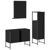 Set di Mobili da Bagno 3 pz Nero in Legno truciolato